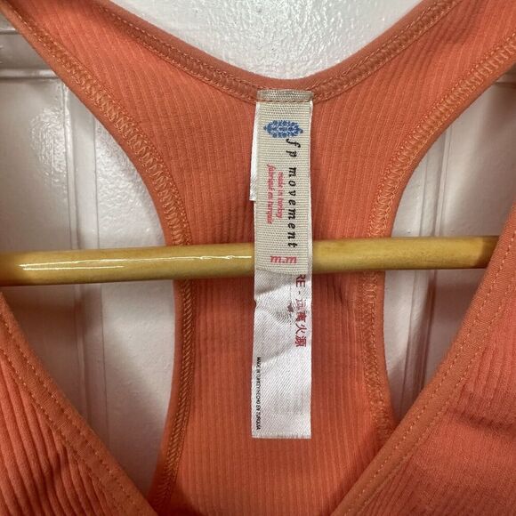 FREE PEOPLE Movement Free Throw Crop Tank Ribbed Orange Medium - Picture 5 of 7